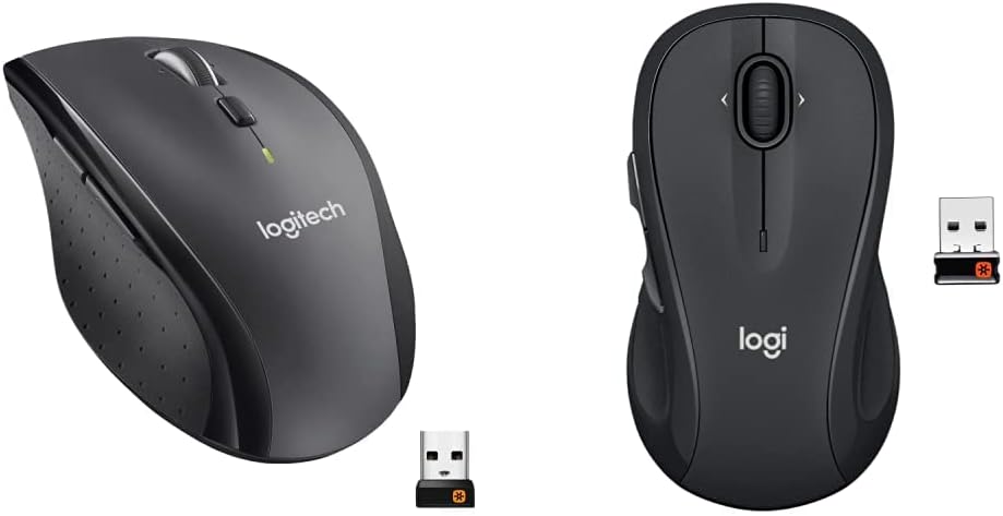 Logitech M705 Marathon Wireless Mouse, 2.4 GHz USB Unifying Receiver - Black &amp; M510 Wireless Computer Mouse for PC with USB Unifying Receiver - Graphite