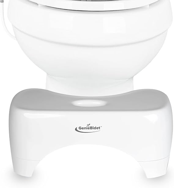 GenieBidet 7" Toilet Stool, Portable Poop Stool-350 lbs Weight, Anti-Slip Bathroom Stool for Kids & Adults, Plastic Toilet Assistance Step Stool