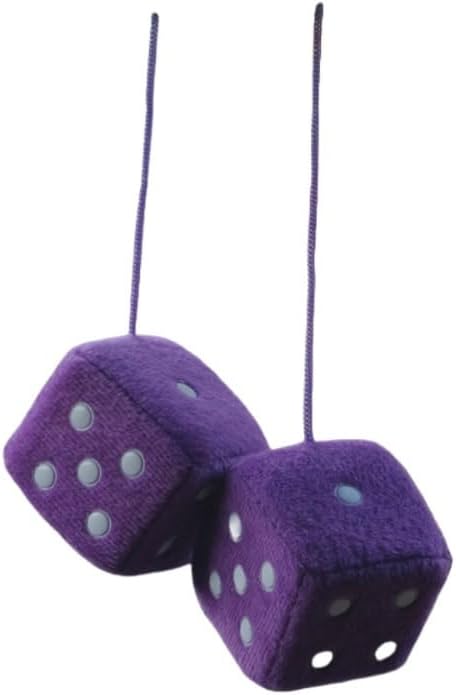 Car Rearview Mirror Plush Dice, Pair of Retro Square Plush Dice with Dots, Car Hanging Decoration, Suitable for Most Cars Purple Parallel Import
