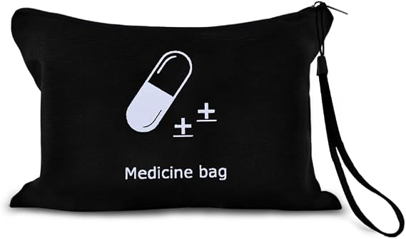 Sisadodo Travel Medication Organiser Bag for Women Men Portable Medical Travel Zip Lock Storage Pouch for First Aid Kit Meds Medicine Storage Bags for Luggage Handbags with Anti Loss Hand Strap
