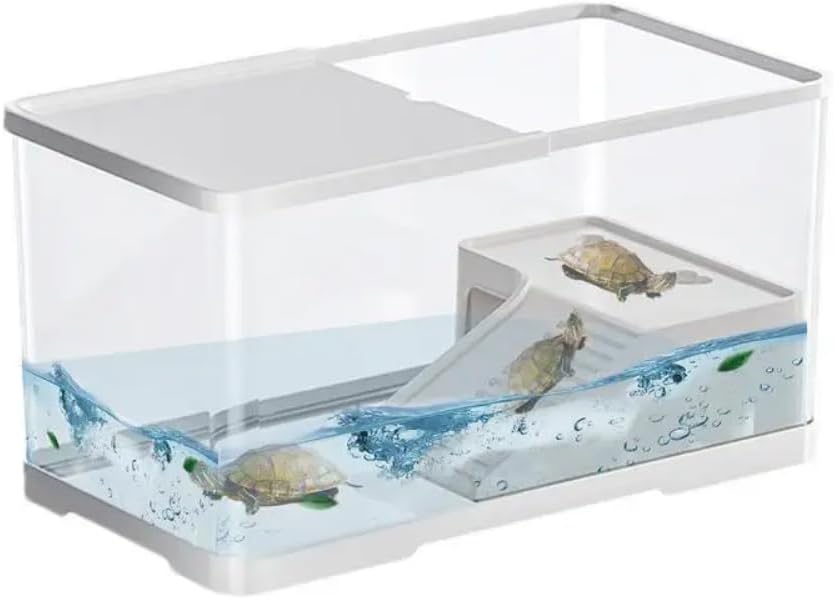 Turtle Tank Reptile Tank with Basking Platform Aquatic Tortoise Aquarium Reptile Habitat Tortoise Aquarium Habitat Turtle Carry
