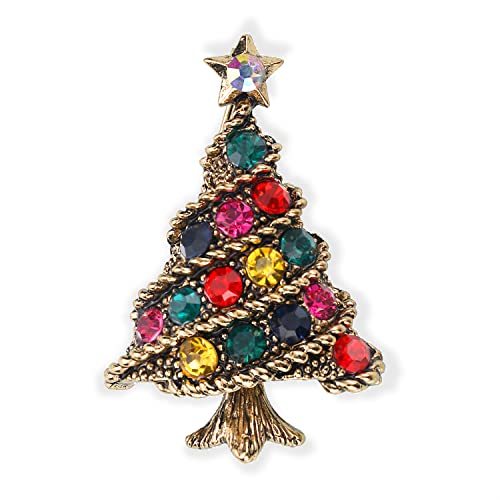 Christmas Tree Brooch Christmas Pins for Women,Christmas Tree Brooch Xmas Crystal Pin