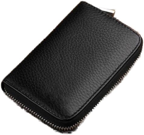 Genuine Leather Metal Zipper Black 10lu Card Holder And Wallet
