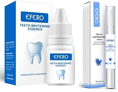 EFERO Teeth Whitening Essence Removes Plaque Stains Tooth Bleaching Cleaning Serum White Teeth Oral Hygiene Tooth Whitening Pen (Essence and Pen)