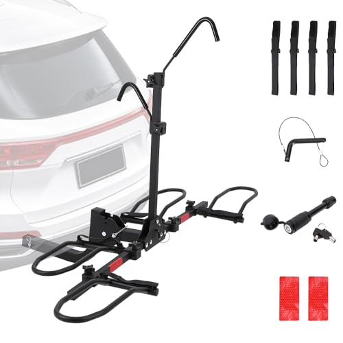 Tow Hitch Bike Rack 2 Bike,Car Bike Racks for Ebikes SUV Truck,Foldable Bicycle Rack with Tilting Quick Release,180 lb Capacity,5.5 Fat Tires