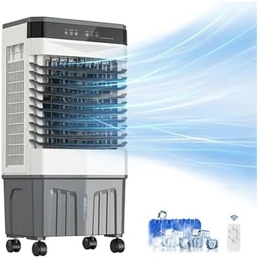 Auertech Evaporative Air Cooler, 1800 CFM Swamp Cooler with 5.3 Gal Water Tank & 6 Ice Packs, 3 Modes & 3 Speeds, 120 Oscillation, 12H Timer, Portable Air Cooling Fan for Bedroom, Home, Office, White