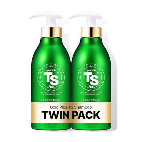 TS Gold Plus Shampoo 2EA Set | Hair Loss Shampoo with Biotin, Gold Extract & Niacinamide | Scalp Circulation & Volume Care | Sulfate-Free Korean Hair Care for Thinning Hair 17.6 Fl Oz  500mL
