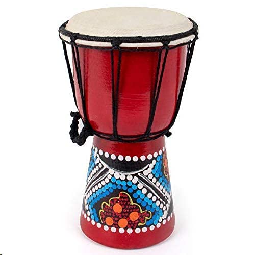 Kmise Djembe African Hand Drum Mini Djembe Mahogany Standard Goat Skin Drumhead 4 inch