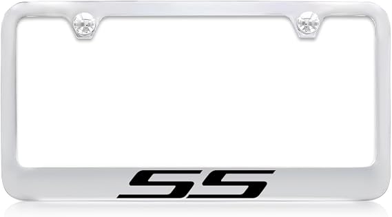 Chevy SS Wordmark Chrome Plated Solid Metal License Plate Frame Holder