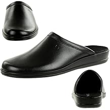 Rohde Men's Mule Leather Slip On Slippers 43 M EU/ 9 M US Black