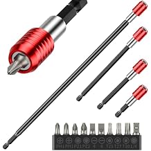 Vibit 4PCS Drill Bit Extension Set, 2-3/8", 4", 6" & 12'', Magnetic Drill Bit Holder with 10 Screwdriver Bits, 1/4 Inch Hex Shank Quick Release Extension Adapter, Bit Holder for Drill Extension
