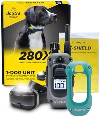 Dogtra 280X E-Collar with Remote - [X-Shield Front Plate - Teal Green] 10 lbs+, 1/2 Mile Range, LED Light, 100 Levels for Stubborn Dogs