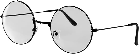 Retro Round Clear Lens Glasses, Vintage Metal Frame Eyeglasses for Men Women – Unisex Decorative Fashion Accessory