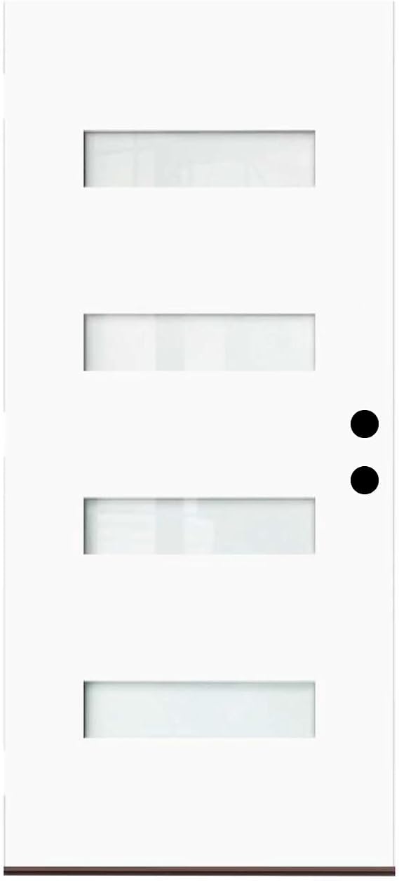 Front Entry Fiberglass Door with Frosted Glass, 36 * 80 OutsideDoor - Contemporary Style for Home's Front Entrance (Primed Mahogany, 36" Slab Only Left)