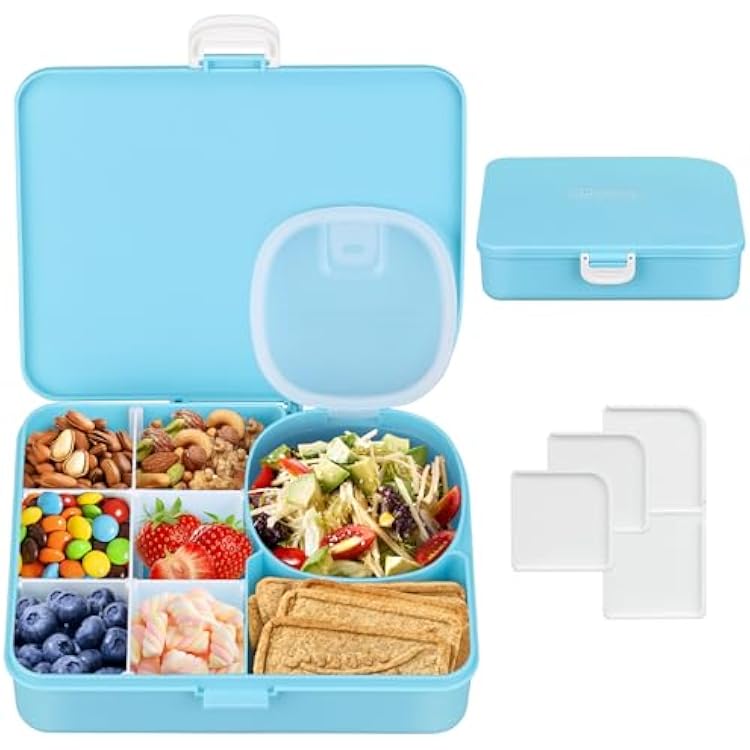 Snack Box Container for Kids Adults Reusable Snackle Box with Adjustable Dividers Airtight Snack Organizer with Compartents Toddler Bento Lunch Box Leak Proof for Office,School,Travel,Outdoor