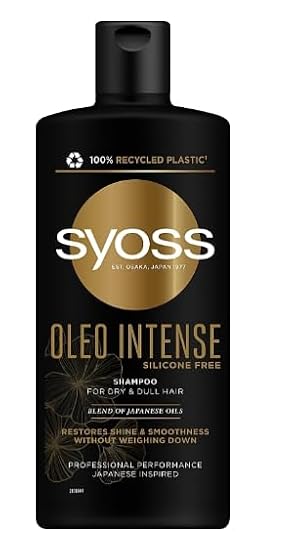 Syoss Oleo Intense Shampoo, Silicone Free, Japanese Oil Blend, Dry and Dull Hair, 100% Recycled Bottle