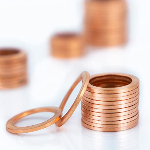 20Pcs M10 Copper Oil Drain Plug Gasket, Crush Washer for Oil Change, Sealing Ring