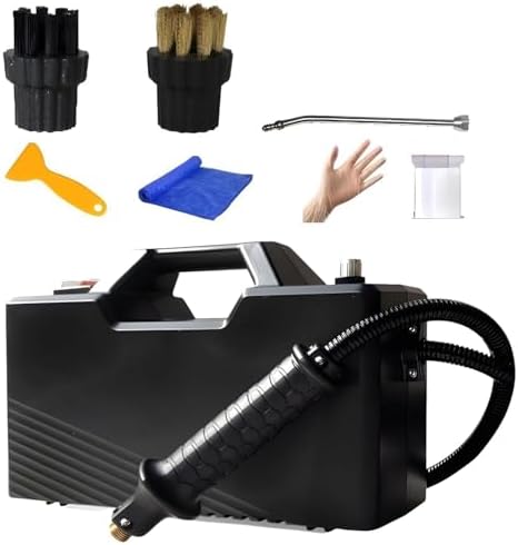 High Pressure Steam Cleaner, 3800W Self-Priming Portable Handheld Steamer, 6000ML Capacity with 2 Brushes and Extension Elbow, 9.5 Bar Steam Pressure for Kitchen and Car,Black