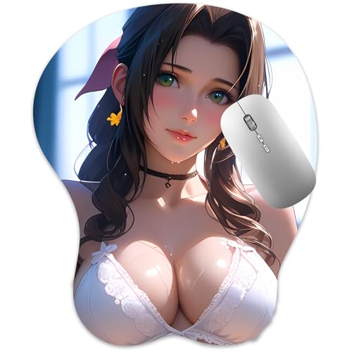 Oppai Mouse pad with Wrist Support, Ergonomic 3D Mousepad Rest, Gel Anime Manga Kawaii Wrist Pads, Pain Relief, and Easy Typing, Gaming, Notebook Computer Home Office aerit