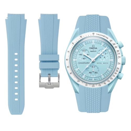 Weave Curved End Rubber Watch Straps for Omega x Swatch MoonSwatch - Curve No Gap Quick-Release Replacement Silicone Bands for Moonwatch Speedmaster for Men & Women - 20mm