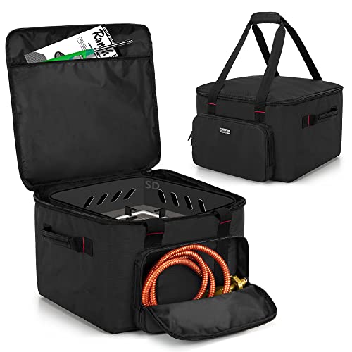samdew Outdoor 14 Inch Firecube Carry Bag, 14 Fire Pit Case Compatible with Outland Firecube 805 Portable 14 Inch Square Propane Gas Fire Pit, with Water-resistant Bottom & Padded Handles, Bag Only