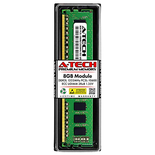 A-Tech 8GB Replacement for Kingston KTH-PL313ELV8G - DDR3L 1333MHz PC3-10600 ECC Unbuffered UDIMM 2Rx8 1.35V - Single Server Memory RAM Stick KTH-PL313ELV8G-ATC