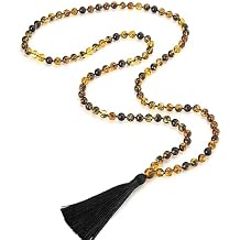 Amber Mala Prayer Beads - Handmade-Mala Necklace - Tibetan Mala Prayer Beads Meditation Beads Yoga Necklace