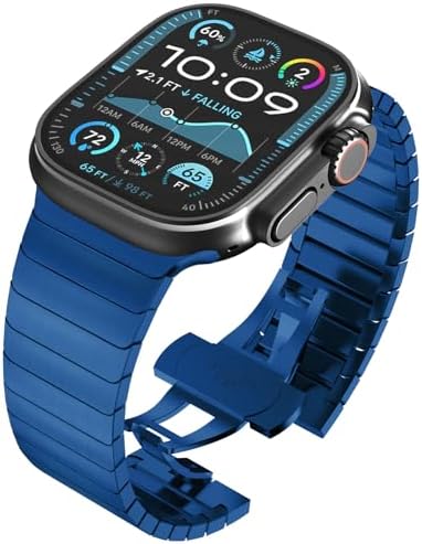 WINGLE Compatible for Apple Watch Band Ultra 321 Band 49mm Series 11 10 46mm 45mm 44mm 42mm SE 321 Series 9 8 7 6 5 4 3 2 1 Men, Stainless Steel Classy Business Metal iWatch Bands Bracelet, Blue