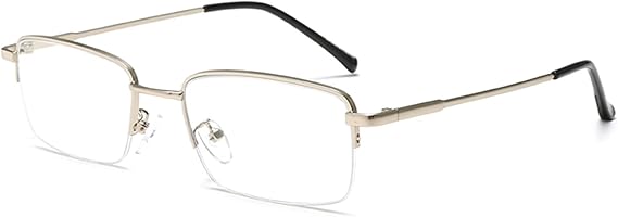 LJCZKA Half Frame Blue Light Glasses Rectangle Frame for Men Women