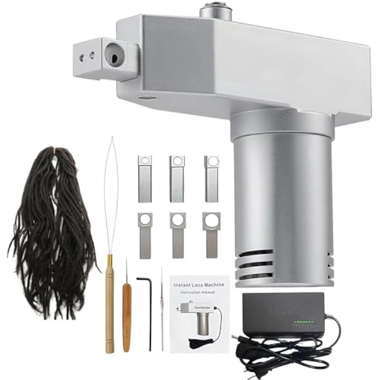 Upgrade Dreadlock Machine, Portable Handheld Instant Loc Machine, Electric Stainless Steel Hair Braiding Machine, Can be Directly Work on Head or Braiding Synthetic Hair-6 Replacement Holes