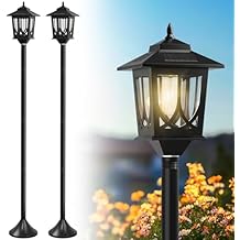 63" Solar Lamp Post Light 2 Pack, Solar Light Posts for Outside Waterproof, Outdoor Lamps for Patio, Backyard, Front Porch Decor, Warm White, Replaceable Bulb