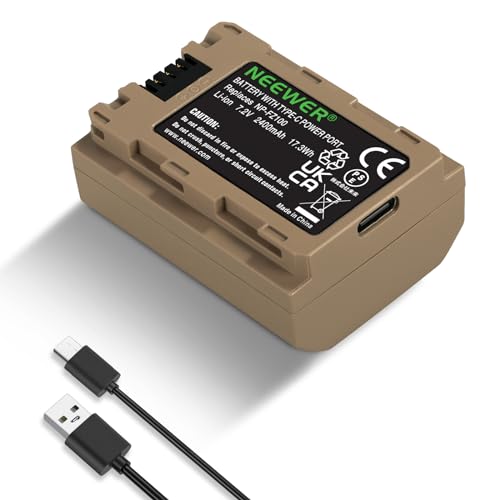 NEEWER NP-FZ100 2400mAh Battery for Sony A7R V A7S III A7 IV, USB-C Charging Cable, Compatible with Sony ZV-E1, FX3, FX30, A1, A9,A9 II, A6600, A7C