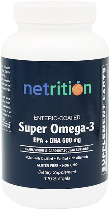 Netrition Enteric-Coated Super Omega-3 EPA + DHA 120 Softgels