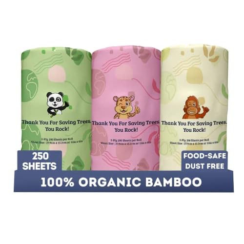 MOTHER EARTH Bamboo Paper Towels | 2-Ply, 3 Rolls, 250 Sheets per Roll | Gentle for Sensitive Skin & Daily Cleaning Tasks