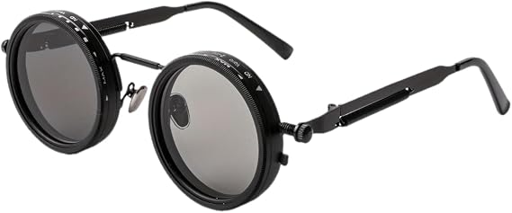 Steampunk Rotating ND Filter Sunglasses, Adjustable Tint & UV400 Protection for Driving, Fishing, and Outdoor Activities (Black Frame)