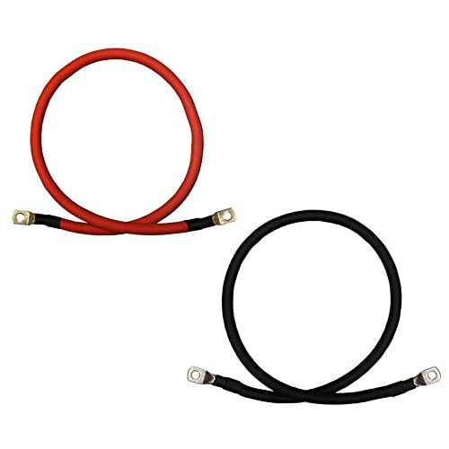 4 AWG Gauge Red  Black Pure Copper Battery Inverter Cables Solar, RV, Car, Boat 12 in 38  516 in Lugs