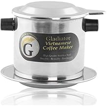 Vietnamese coffee maker filter set, French press style pour-over coffee dripper, Portable 1-cup single-serve reusable coffee press, 8oz medium (1)