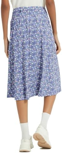 NOOYME 28 Skorts for Women with 3 Pockets Modest Knee Length Athletic Midi Skirts