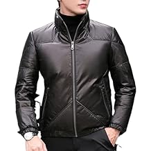 Leather Jacket Standing Collar Down Jacket Thickened Youth Leather Jacket Warm Jacket(4X-Large)