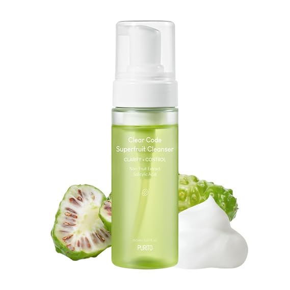 PURITO Clear Code Superfruit Cleanser 150ml / 5.07 fl. oz., Next Generation Clarifying Solution with Noni Fruit Extract,Non-Irritating,Vegan,Cruelty-Free,Suitable for Sensitive Skin,Korean Skincare