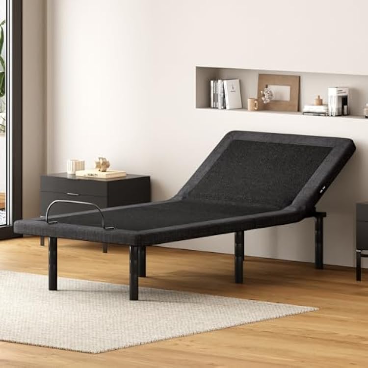 soges Adjustable Bed Base Electric Bed Base Twin XL Size with Quiet Durable Motor, Easy Assemble Adjustable Bed Frame with Two Sides USB Ports, Nightlight, Head and Foot Incline, Remote Control