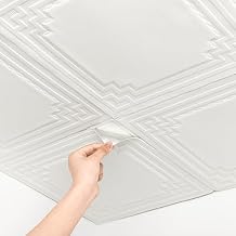 32 PCS Ceiling Tiles, Ceiling Tiles Peel and Stick, Covered 42 Sq.Ft, Self-Adhesive 3D Wall Panels Foam, Easy to Install and Waterproof for Ceil and Wall Decor, White