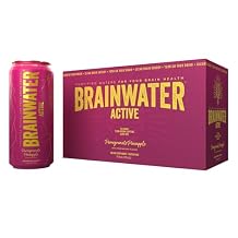 BrainWater Active, Water for Clean Energy, Workout & Focus Support, Gluten Free, Zero Sugar Drinks with Alpha GPC, Vitamin C & B, Organic Green Tea Caffeine, Pomegranate Pineapple, 8 Pack