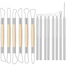 14 Pcs Pottery Trimming Tools Set, Clay Carving Tools with Aluminum Wood Stainless Steel for Carving Modeling Sculpting