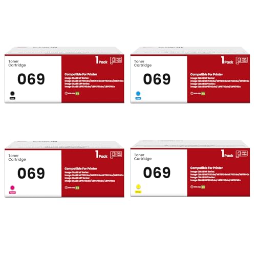 069 toner Cartridges Set MF753Cdw MF751Cdw Toner Cartridges Compatible for Canon 069H 069 Toner 069 for Canon imageCLASS MF753Cdw MF751Cdw LBP674Cdw LBP673Cdw LBP674Cx 069H 069 Printer Toner with Chip
