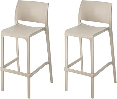 Lagoon Sensilla Stack-Able Bar Stool - 2 PcsSet Grey