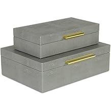 Gray Faux Shagreen Rectangular Decorative Box Set (5824-2GR)