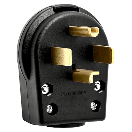 Nema 14-30P Plug 30 Amp 125250 Volt Angle Plug, Heavy Duty 3 Pole 3 Wire Grounding Straight Blade Adapter for Dyer and Ranges, Work with Cable OD Max. 1.06 Inch