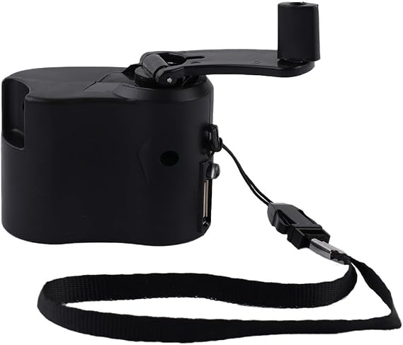 USB Hand Crank Power Generator, Portable Manual Dynamo With LED Indicator Light, For Outdoor Travel Business Camping(Black)