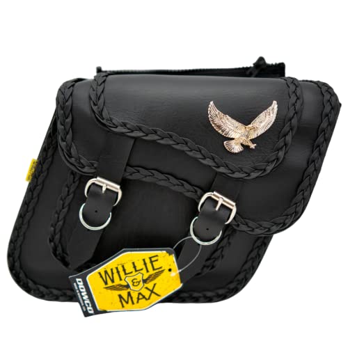 Dowco Willie & Max 58708-20 Black Magic Series: Synthetic Leather Compact Slant Motorcycle Saddlebag Set, Black, Universal Fit, 10 Liter Each20 Liter Total Capacity, 12in.W x 9-12in.H x 5-12in.D